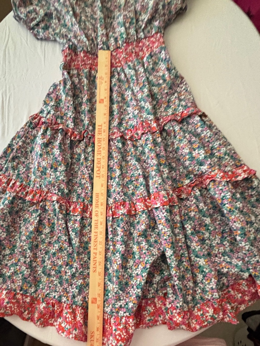Ditsy Floral Summer Dress w/ V-Neck & Puff Sleeves 100% Cotton Women’s XL Boho - Picture 9 of 13